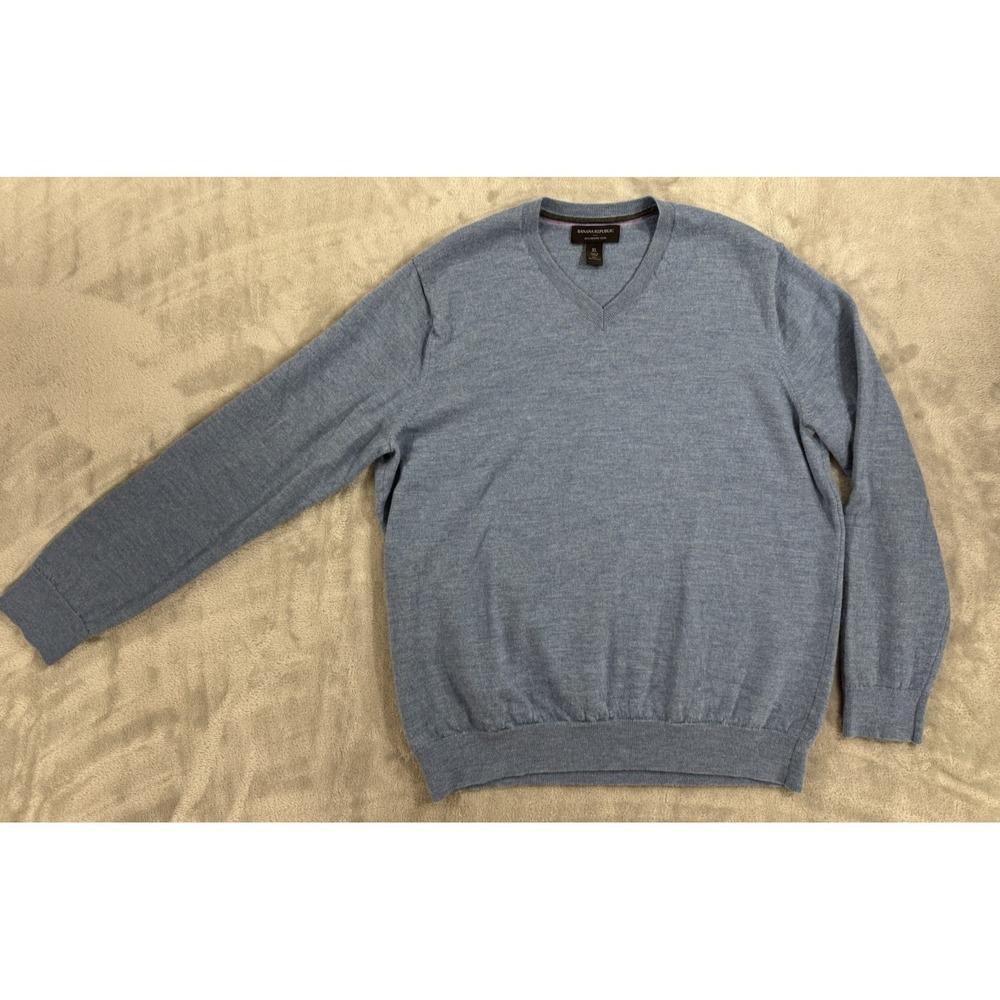 Banana Republic Merino Wool Sweater Mens XL Dad Grandpa Soft Pullover‎ V Neck